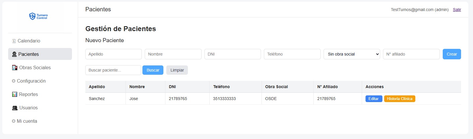 Gestión de pacientes